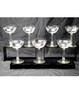 Vintage LIBBEY 5.625&quot; Sherbets SILVER LEAF Champagne Glass  - MINT Set Of 7 - $53.36 CAD