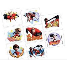 Incredibles 2  Temporary Tattoos Birthday Party Favors 8 Pieces NEW - £3.17 GBP