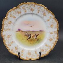 Antique c.1900 T&amp;V France Limoges Luncheon Plate Courting Quail Game Birds - $28.21
