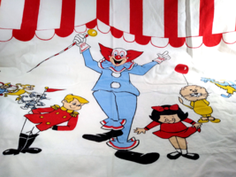Charming 1960&#39;s Big Top Bozo The Clown &amp; Circus Friends Wamsutta Twin Flat Sheet - £16.12 GBP