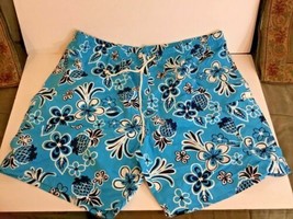 New Oriental Trading Mens Sz XL Swimming Trunks Blue Floral shorts - £7.90 GBP