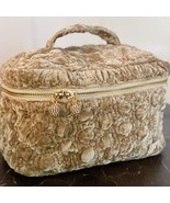 Quilted Velvet Vanity Case Cosmetic Bag with Handle Jeweled Zipper Pulls... - $537.49 MXN