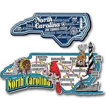 North Carolina Jumbo &amp; Premium State Map Magnet Set by Classic Magnets, 2-Piece  - £7.52 GBP
