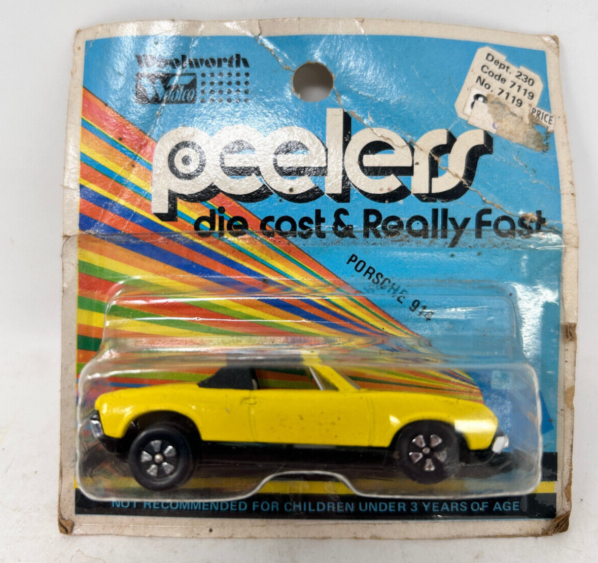 Primary image for Woolworth Woolco Peelers Yellow Porsche 914 Playart Damaged Card
