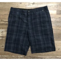 Hurley Mens Size 34 Blue Plaid Casual Flat Front Chino Shorts - $18.46