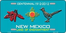 Red Chili &amp; Road Runner New Mexico Teal Novelty Metal License Plate - $18.95