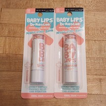 Lot of 2 Maybelline #55 Coral Crave Baby Lips Balm Dr. Rescue Medicated ... - $7.92