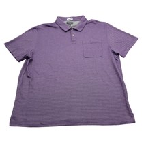 Van Heusen Shirt Mens XL Purple Polo Flex Rugby Stretch Striped - $18.69