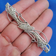 Vintage Art Deco Sterling Silver 925 Diamond Paste Large 3&quot; Inch Pin Brooch - $4,492.88 MXN