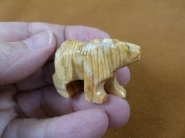 (y-bea-48) baby tan Bear wild cub figurine gemstone SOAPSTONE PERU I lov... - $8.59