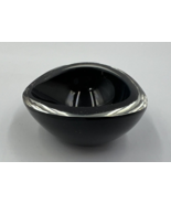 Kaj Franck Signed Nuutajarvi Notsjo Chestnut Bowl Black &amp; Clear Glass READ - £15.78 GBP