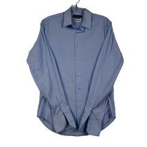 Zara Man Shirt Medium Blue Basic Superslim Fit Button Down Long Sleeve Dress Men - £12.60 GBP