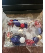 New Murano Art Glass Blue Red Clear Beads Hearts Stars Charm Bracelet Av... - $30.35 CAD