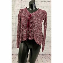 Rue 21 Red Pullover Sweater Small Knit Long Sleeve Ties Women&#39;s - £10.69 GBP