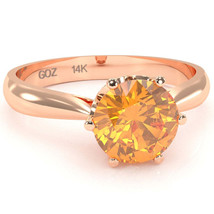 Crown Setting Citrine Engagement Ring In 14k Rose Gold - £352.73 GBP