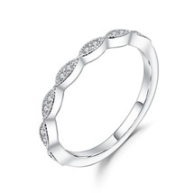 1.2mm Half Eternity Art Deco Moissanite Ring 0.08Ct EF color 925 Sterling Silver - £24.54 GBP