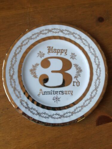 Vintage Norcrest Fine China 3nd Anniversary Collectible Gold Trim Plate Japan - $19.99