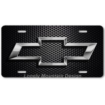 Chevy Bowtie Inspired Art Gray on Mesh FLAT Aluminum Novelty License Tag Plate - £14.38 GBP