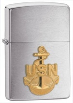 Zippo Lighter - Navy Anchor Brushed Chrome - 280ANC - £28.74 GBP