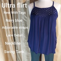 New Ultra Flirt  Navy blue Detail Swing Top Size 1X - $14.00