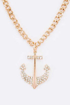 Crystal Anchor Pendant Necklace Set - £15.63 GBP