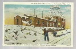 Vintage Postcard Snow Scene in Summer Time Summit of Pikes Peak, Colorado  - £4.71 GBP