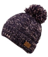 Angela &amp; William Cable Pom Beanie with Sherpa Lining Blue Size OSFA - $23.38 CAD