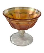 Vintage Iridescent Amber Glass Sherbet Dessert Dish – 1930s–1950s Footed Compote - $14.40