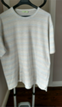 EUC DALMINE Cream Gray Striped Men&#39;s Shirt Made in Italy SZ XL - $38.61