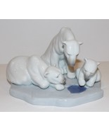 LOVELY LLADRO PORCELAIN BEARLY LOVE #1443 POLAR BEAR FAMILY AT ICE HOLE ... - $98.99