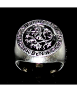Sterling silver ring Flemish Lion Belgium Ik ben Vlaming high polished a... - $115.45 CAD