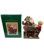 Vintage Santa With Child By  Desk With Lamp Musical Music Animated - £70.81 GBP