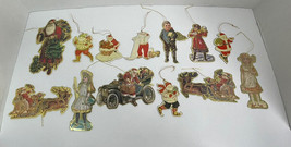 Vintage 13 vintage 1986 Merrimack Publ. Corp Santa Claus Ornaments Chris... - $17.54