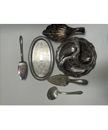 6 Piece silver plated Serving and spoon set assorted items - $356.00 MXN