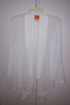 Hearts Of Palm Ladies White Lacy POLY/VIS. Pointelle SWEATER-M-3/4 Bell Sleeve - £8.94 GBP