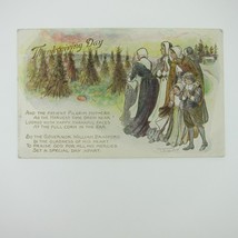 Thanksgiving Postcard Pilgrim Women Children Harvest Corn Embossed Antique 1907 - £7.86 GBP