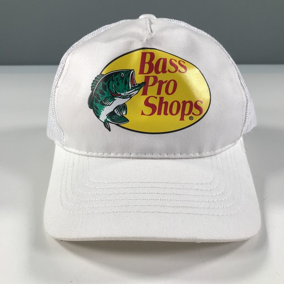 Bass Pro Shops Snapback Hat White Curved Brim Fishing Outdoors Hunting S... - $11.87