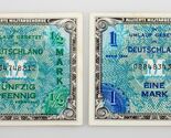 1944 Germany Allied Occupation Post WWII 2 pc Note Lot 1, 1/2 Mark (AU-UNC) - $90.59