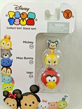 Disney Tsum Tsum 3 Pack Series 3 Mickey Mouse Miss Bunny Iago Stack Em New - £7.98 GBP