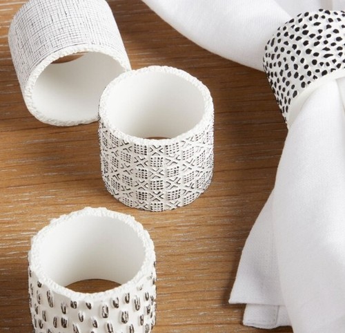 Set of Four (4) ~ Mainstays ~ Geo Print ~ Resin Napkin Holder Rings ~ 1.5 x 1.75 Item image 2