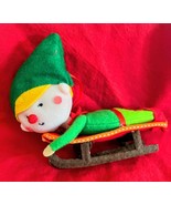 Holiday Plush Red & Green Elf Ornament on a Plush Red & Brown Sled 7" Le... - €6,84 EUR Holiday Plush Red & Green Elf Ornament on a Plush Red & Brown Sled 7" Le... - €6,84 EUR