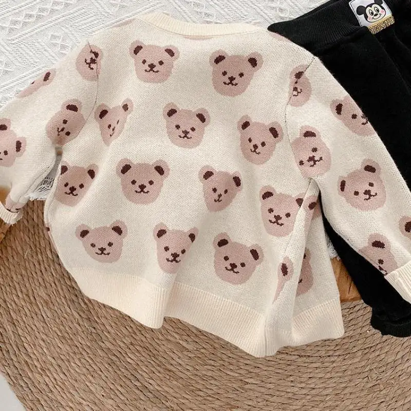 Ys knitted sweater baby boys cartoon bear cardigans outwear children clothes kids girls thumb200