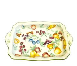 Vintage Andrea Sadek Trinket Tray Della Robbia Fruit 7 x 4.75 Apples Pears - £9.76 GBP