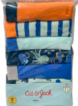 Cat &amp; Jack Briefs Boys XL (16) Blue Orange Shark Seal 100% Cotton Waist ... - $10.89