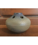 Potts Pottery LP~2003~Small blue Gray Flower Frog Vase 3&quot; x 4&quot; NC - £13.09 GBP