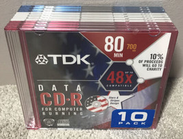 TDK Data CD-R Slim Case 10-Pack Burnable CD 700mb 48X - Stars and Stripes Design - $5.89