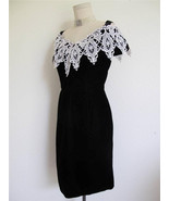 Vtg 80s Scott McClintock Black Velvet Wiggle Party Dress S XS Off Should... - $856.51 MXN