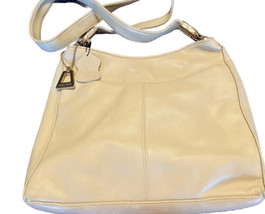 Laura Scott New Genuine Leather Multi Pocket Medium Purse Crossbody Strap Ivory - £19.65 GBP