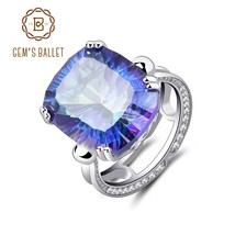 18.42Ct Natural Rainbow Fire Mystic Topaz Ring Cocktail For Women 925 Sterling S - £57.46 GBP
