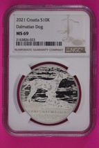 2021 Dalmation Dog MS 69 Croatia 10k Kuna 1 OZ Silver NGC Certified Slab 1098 - £55.80 GBP